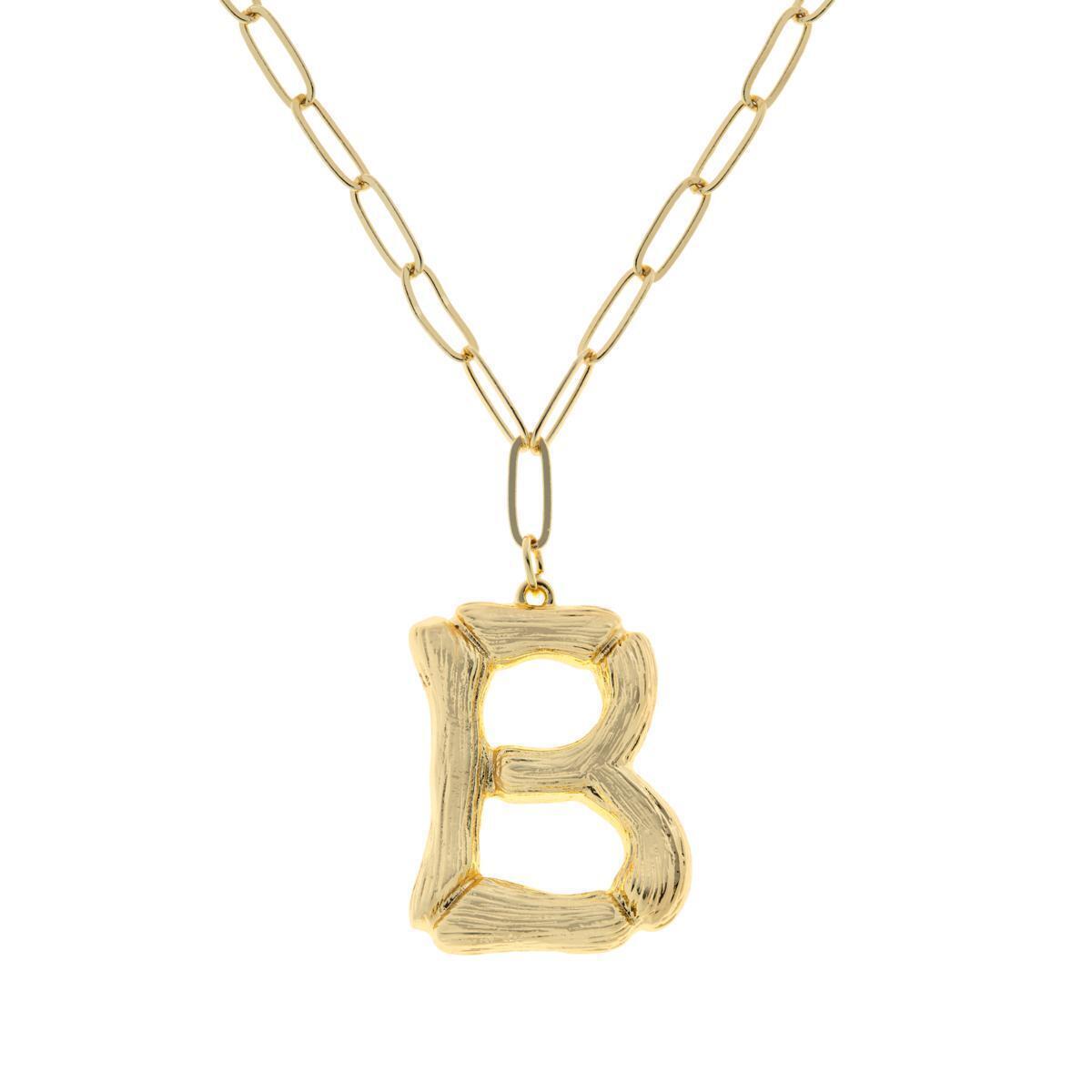 JK NY Goldtone Paperclip Chain "B" Initial Necklace 20"