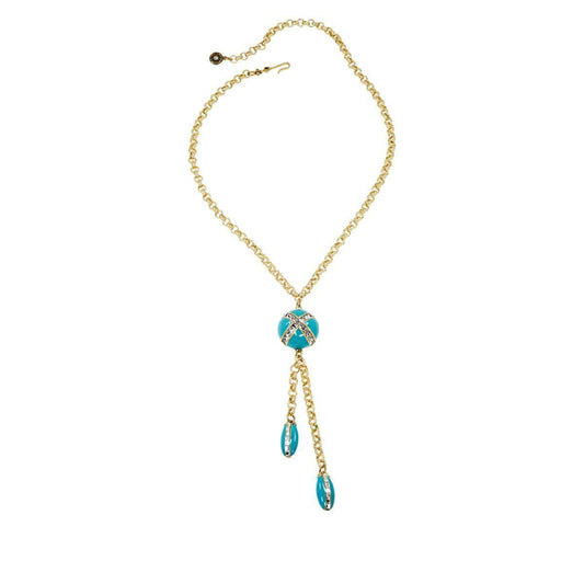 Heidi Daus Madison & 68th Turquoise Blue Enamel and Crystal Y-Necklace