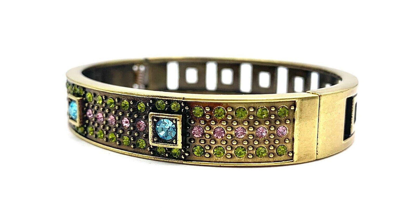 HeidI Daus Green, Pink and Aqua Crystal Bangle Bracelet, 7-1/4"
