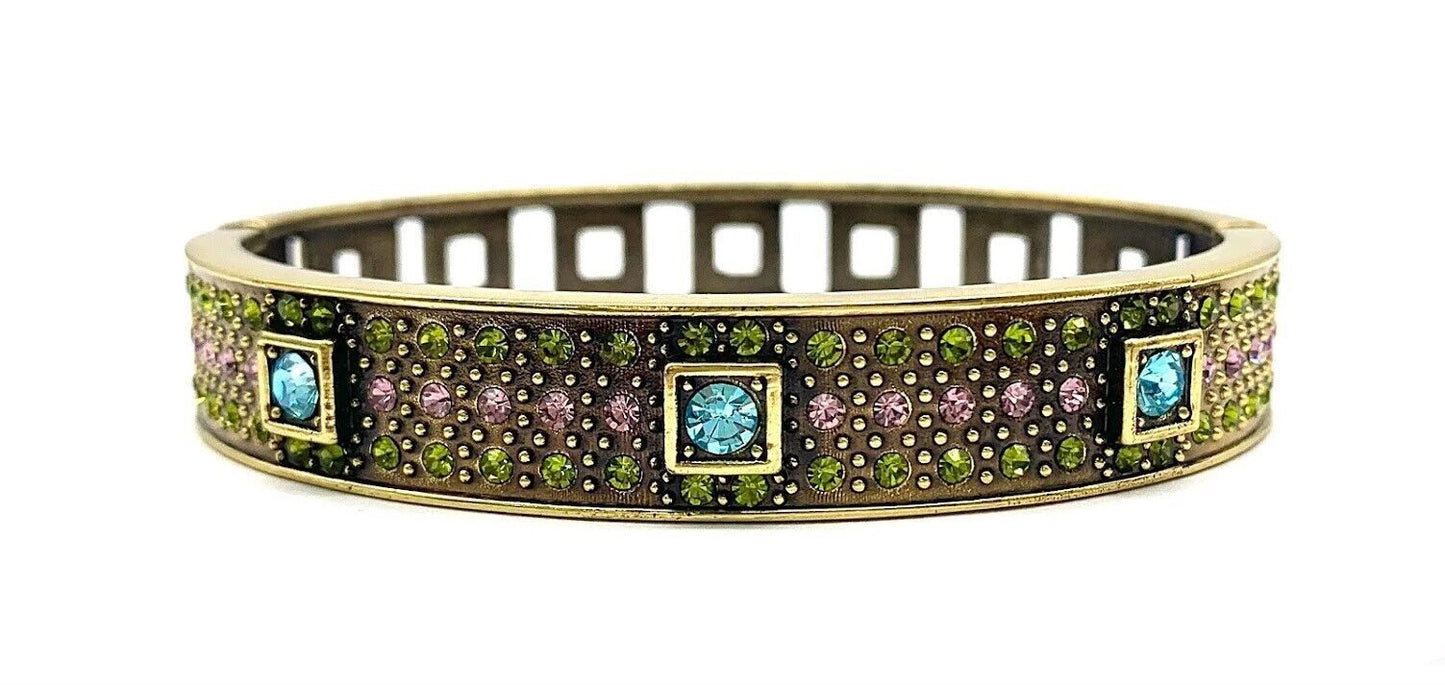 HeidI Daus Green, Pink and Aqua Crystal Bangle Bracelet, 7-1/4"