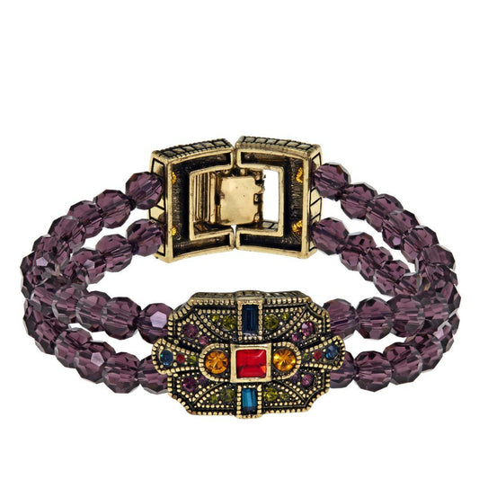 Heidi Daus "The Deco Trilogy" Purple/Multi Crystal Double Row Bracelet, Small (3