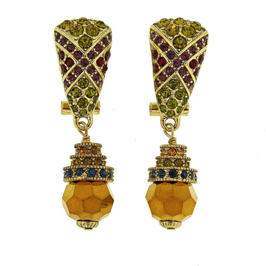 HEIDI DAUS "Triple Play" Gold Color Beaded Crystal Drop Earrings (364265322417)