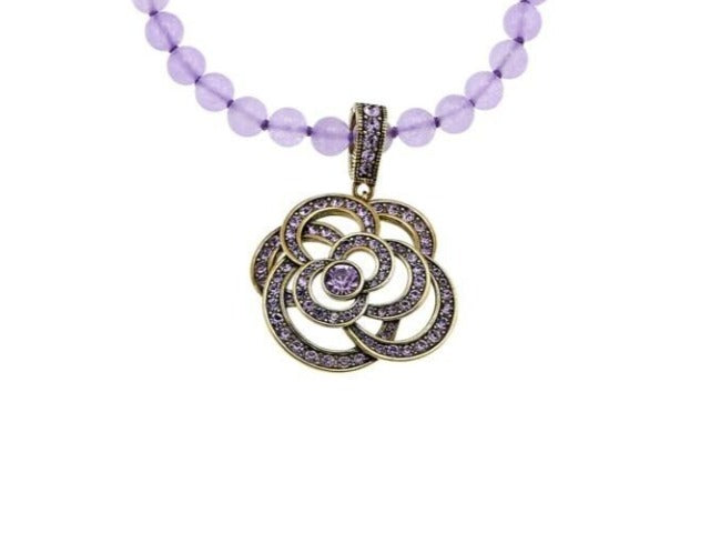 Heidi Daus "Floral Romance" Purple Enhancer Beaded 16" Necklace. (374706591129)