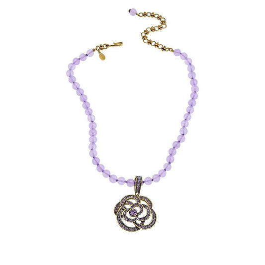 Heidi Daus "Floral Romance" Purple Enhancer Beaded 16" Necklace. (374706591129)