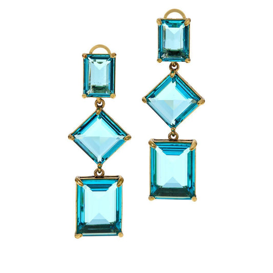 Heidi Daus "Hot Rocks" Geometric Dangle Earrings, Blue (374706591136)
