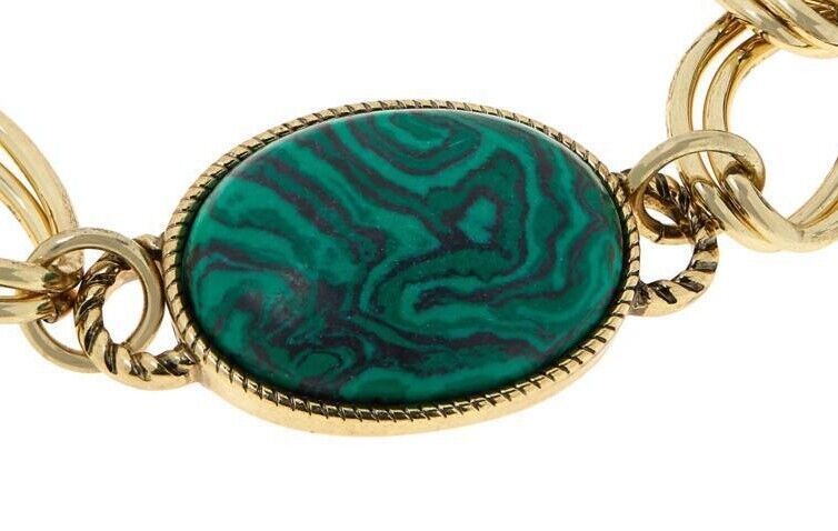 Heidi Daus "Chains and Cabs" Toggle Simulated Malachite Bracelet. 8" (3747065911
