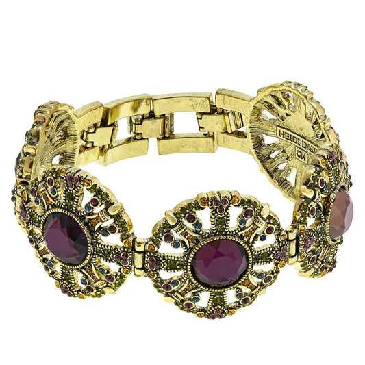 Heidi Daus "How Suite It Is" Purple Multi-Color Crystal Line Bracelet 7-1/2" (37
