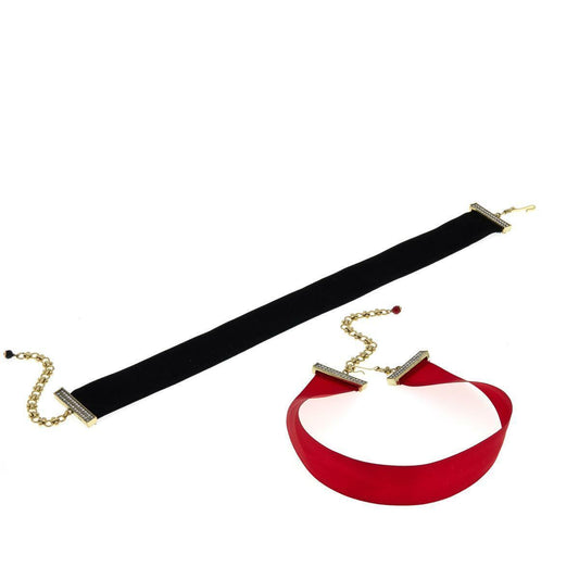 Heidi Daus "Tools of the Trade" Set of 2 Black & Red  Ribbon Necklaces. 16" (364