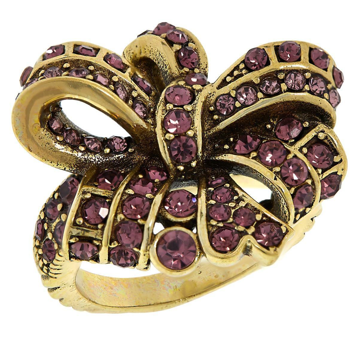 Heidi Daus Ravishing Ribbon Purple Amethyst Crystal Ring Size 6