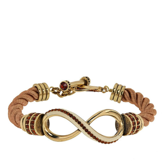 Heidi Daus "Summer Breeze" Crystal Accented Brown Color Cord Bracelet. 6-3/4"