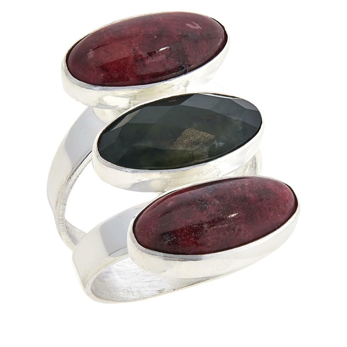 Exclusive! Jay King Sterling Silver 3-Stone Thulite Multi-Gemstone Ring, Size 6