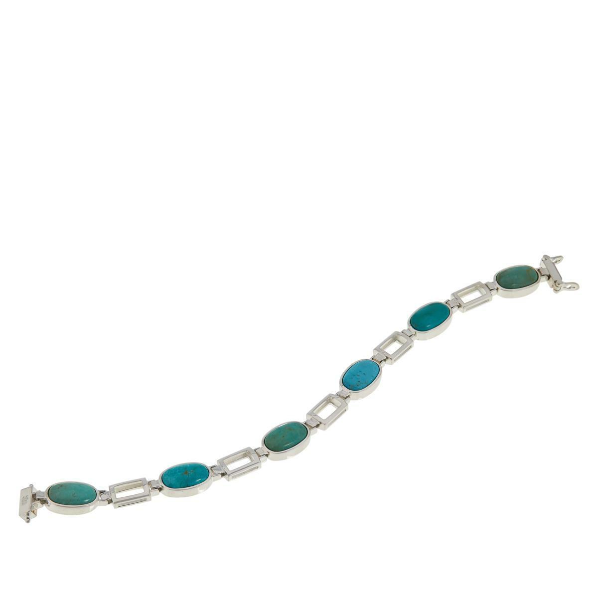 Jay King Turquoise and Butterscotch Amber Reversible Link 6"L Bracelet $200.00
