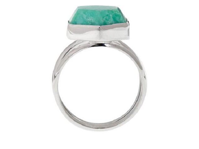 Jay King Green Opal Hexagonal Sterling Silver Ring Size 8 Hsn $75