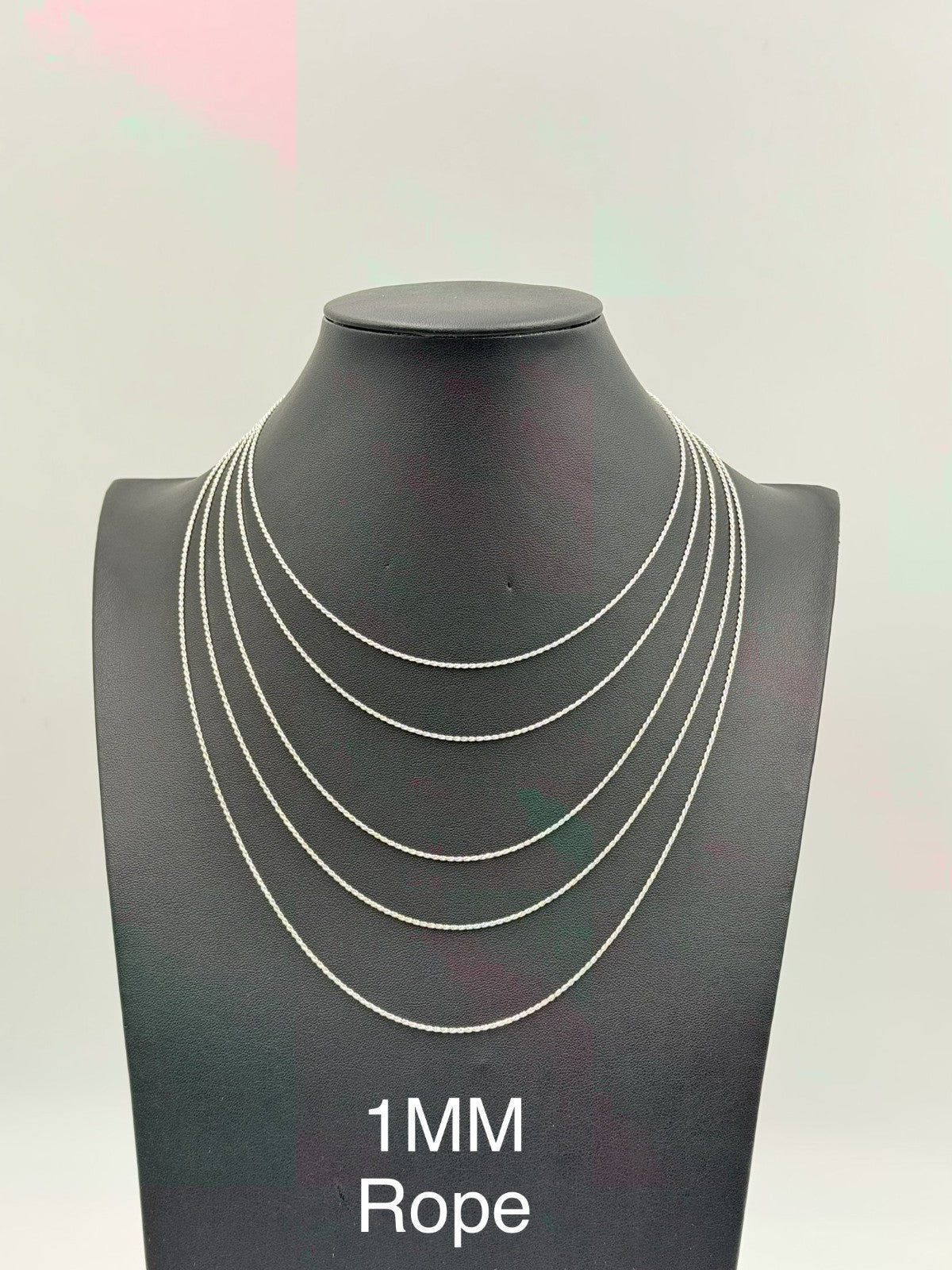 Sterling Silver, 925 Rope Chain Necklace, 22" 1mm