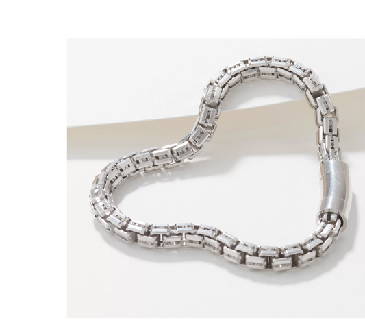 Italian Silver Split Link Bracelet, Sterling Silver Size 6-1/4"