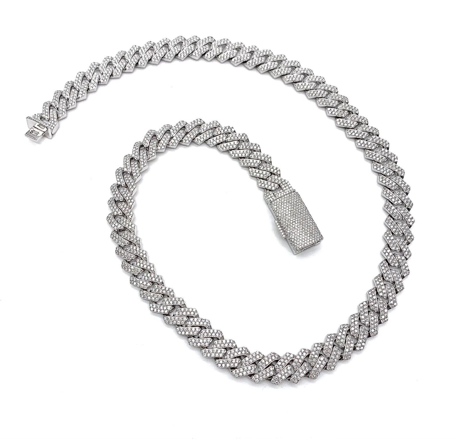 Luxury: 22" 150g 27cttw 12mm Moissanite Cuban Link Chain in 925 Sterling Silver