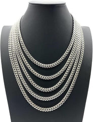 #003 - Sterling Silver Cuban Necklace Chain, 18"