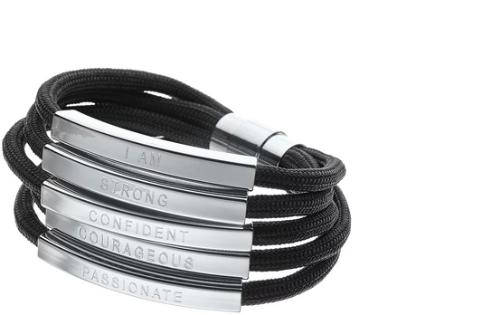 Lori Greiner Multi-Strand Paracord Black Bracelet 5-1/2" FIT SilverTone