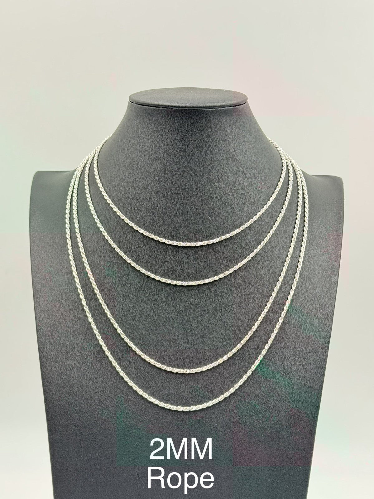 Sterling Silver, 925 Rope Chain Necklace,  22" 2mm