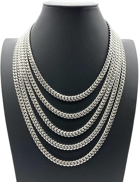 #002 - Sterling Silver Cuban Necklace Chain, 20"