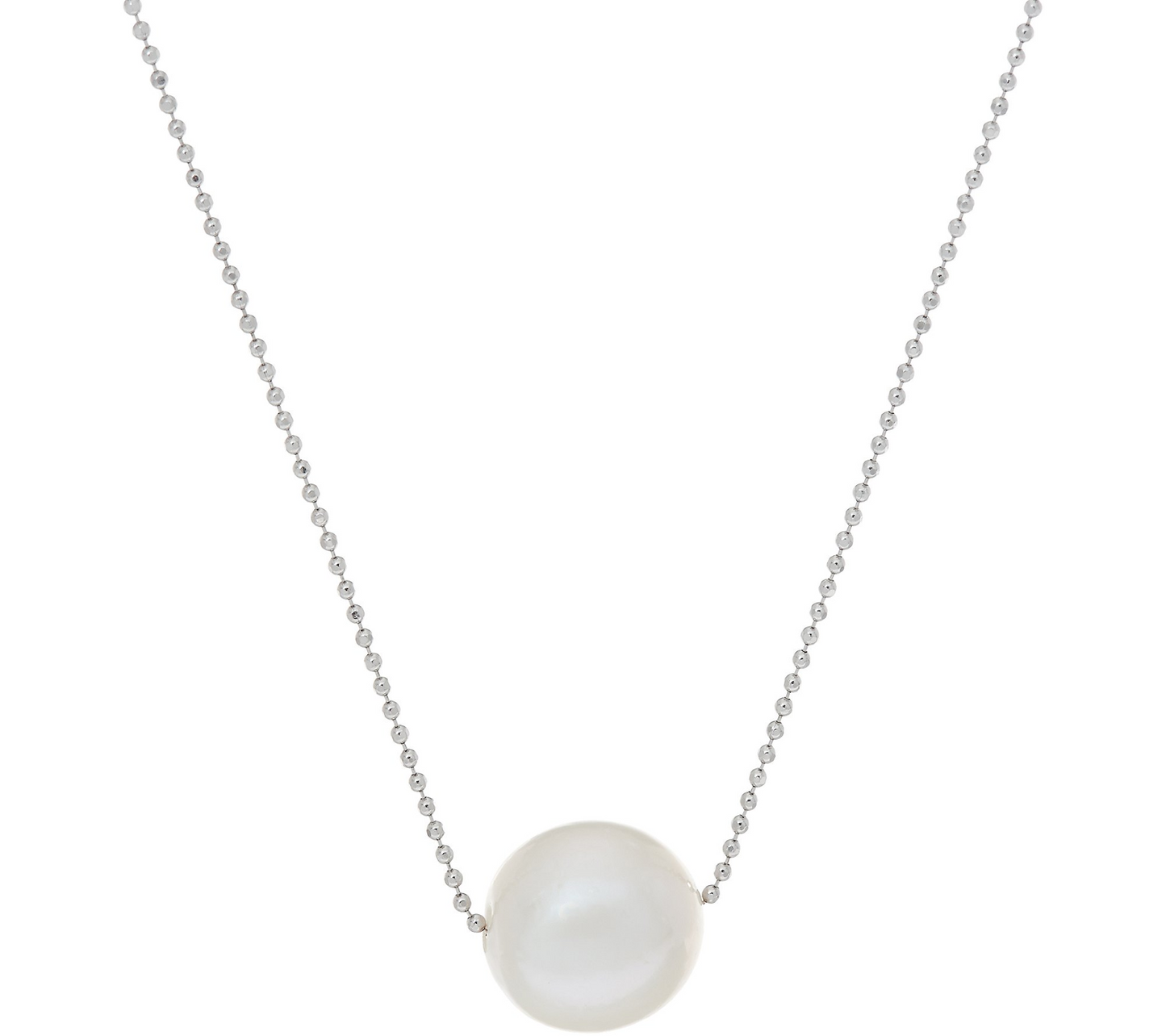 Honora Round Cultured Pearl White Ming Necklace 20" Sterling Silver