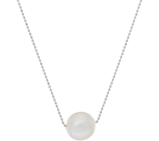 Honora Round Cultured Pearl White Ming Necklace 20" Sterling Silver