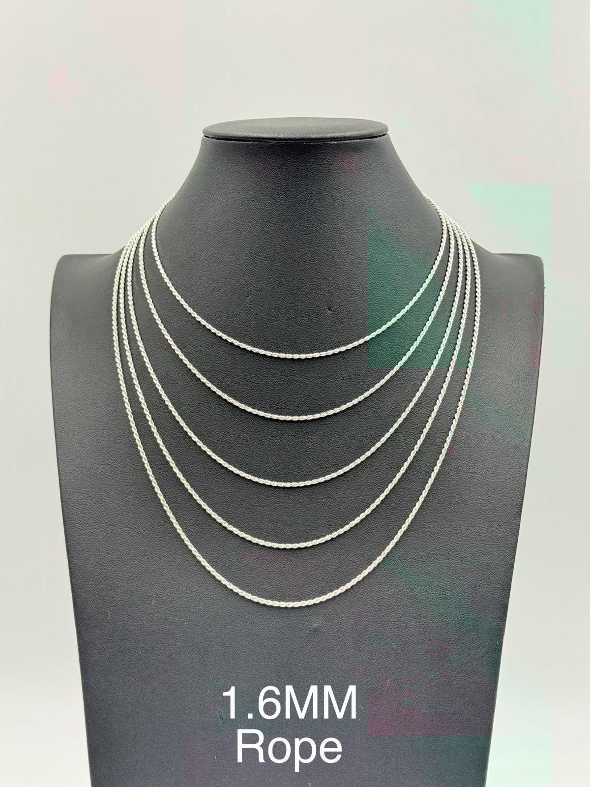 Sterling Silver, 925 Rope Chain Necklace,  18" 1.6mm