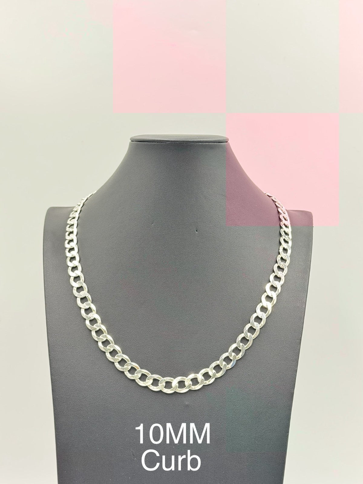 Sterling Silver, 925 Curb Chain Necklace, 24"	10mm