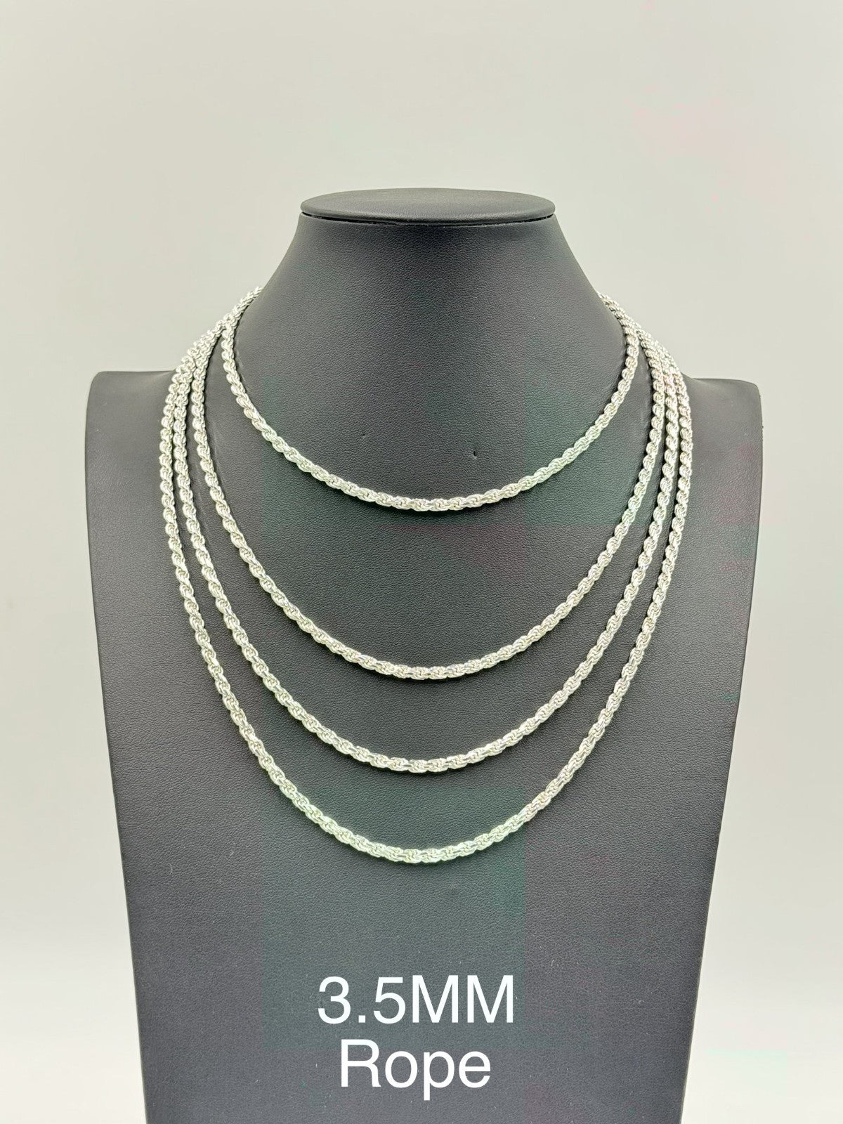 Sterling Silver, 925 Rope Chain Necklace,  20"	3.5mm