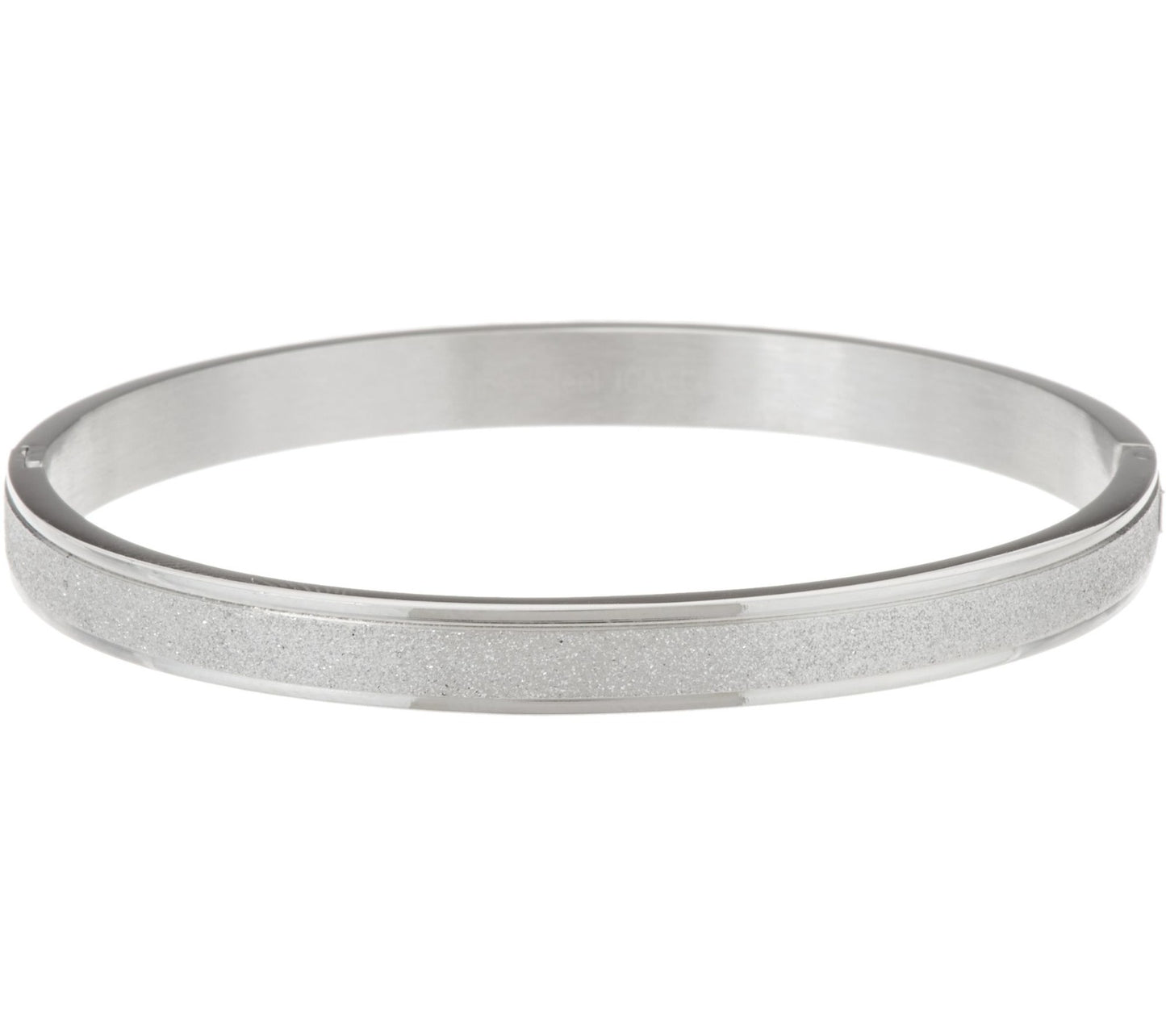 Stainless Steel Glitter Texture Bangle Bracelet, 8" (374087307685)