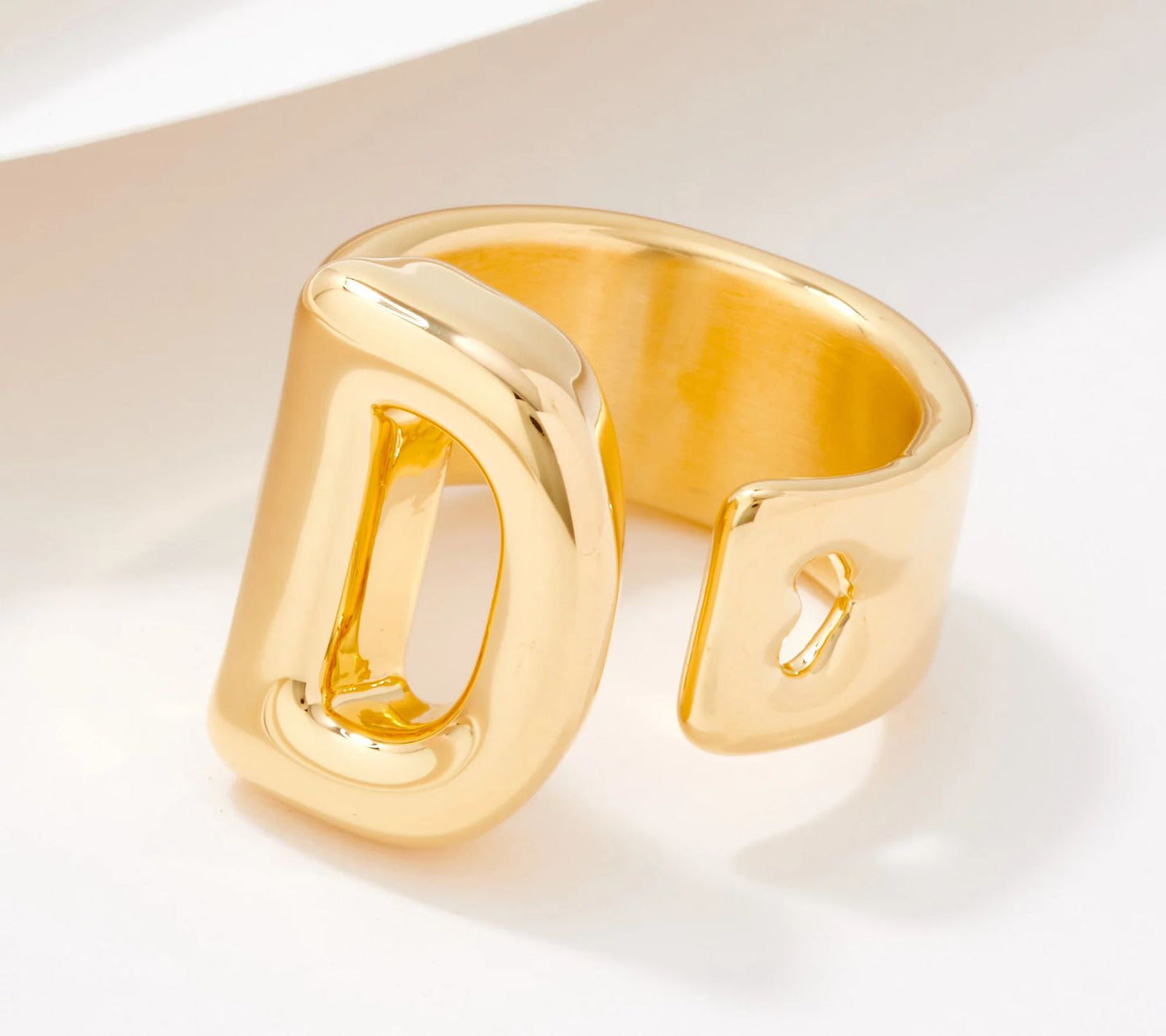 Oro Nuovo 14K Gold Over Resin Oversized Initial "D" Ring. Size.9