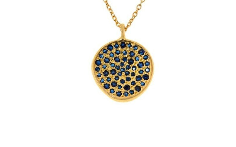 Joya Sterling Silver Gold-tone Sapphire Pave Pendant Necklace 16"