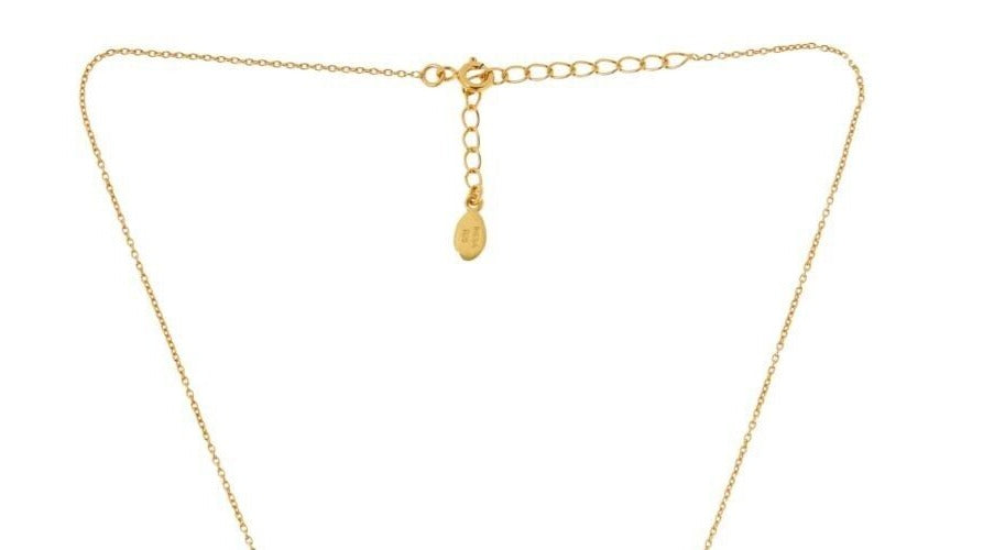 Joya Sterling Silver Gold-tone Sapphire Pave Pendant Necklace 16"