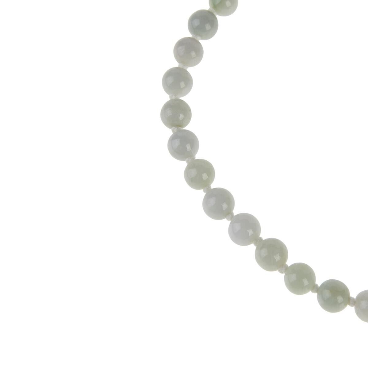 Jade of Yesteryear White Jadeite Jade Beaded Necklace. 18"