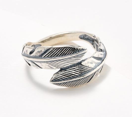 American West Sterling Silver Size 6 Feather Wrap Ring