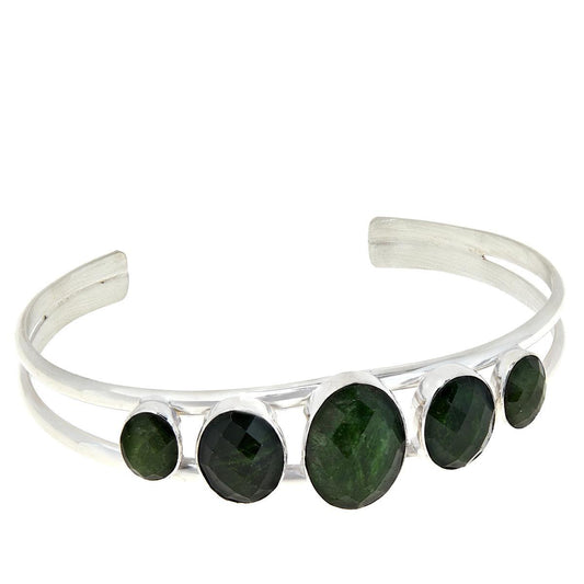 Jay King Sterling Silver 6-3/4" Green Chrome Diopside Cuff Bracelet