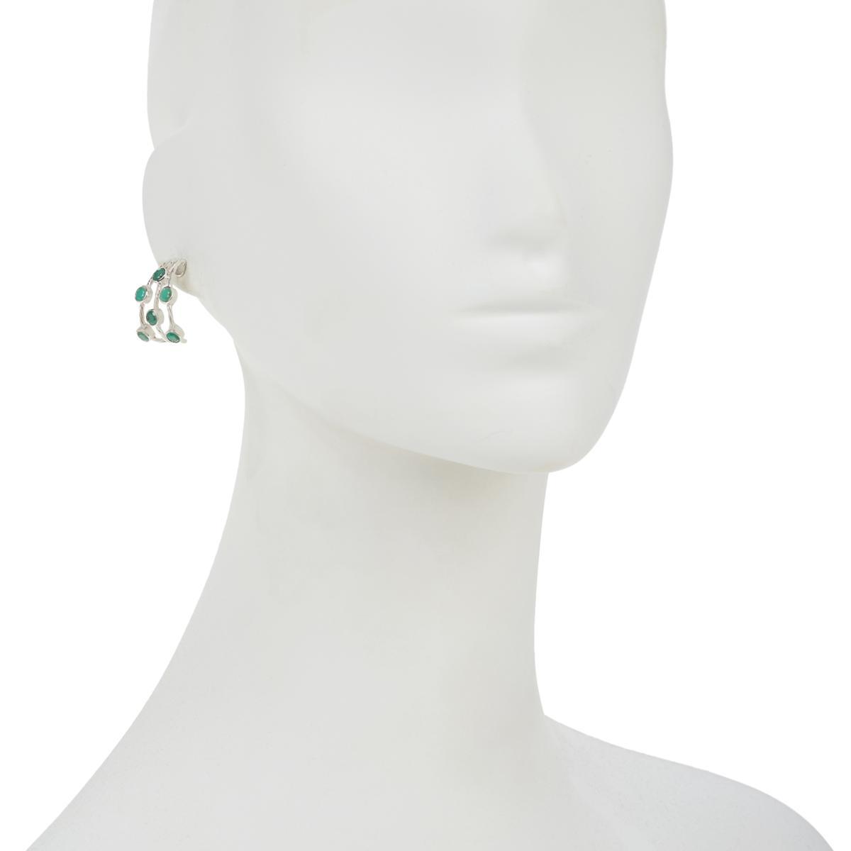 Jay King Sterling Silver Green Emerald Stud Earrings