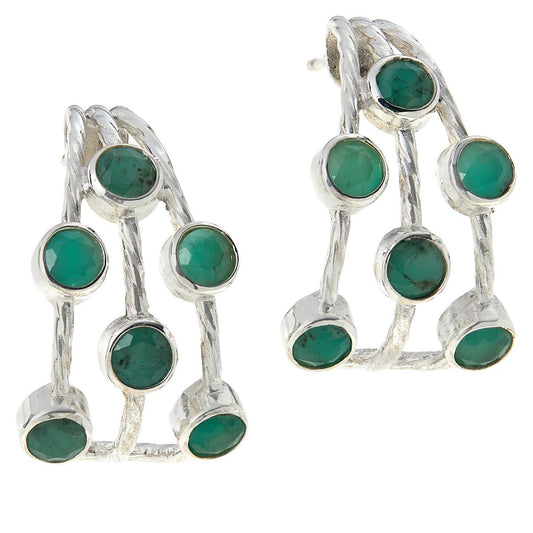 Jay King Sterling Silver Green Emerald Stud Earrings