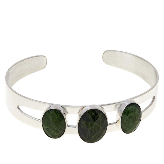 Jay King Sterling Silver 6-3/4" Green Chrome Diopside Cuff Bracelet