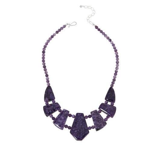 Jay King Sterling Silver 18" Purple Lepidolite Satement Necklace