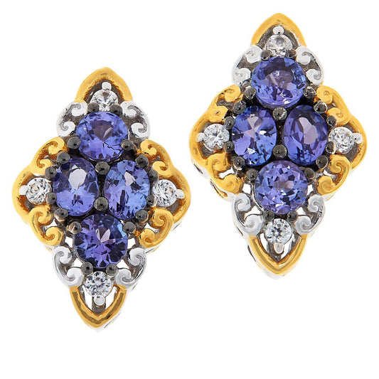 Gems by Michael Sterling Silver Blue Tanzanite Stud Earrings