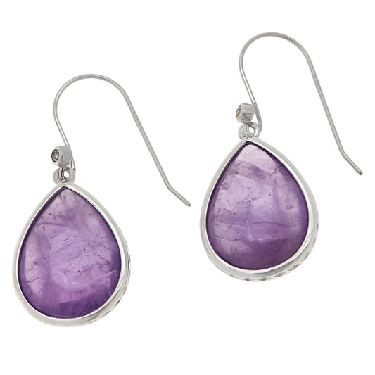 Colleen Lopez Sterling Silver 1-1/4"L Purple Amethyst Drop Earrings