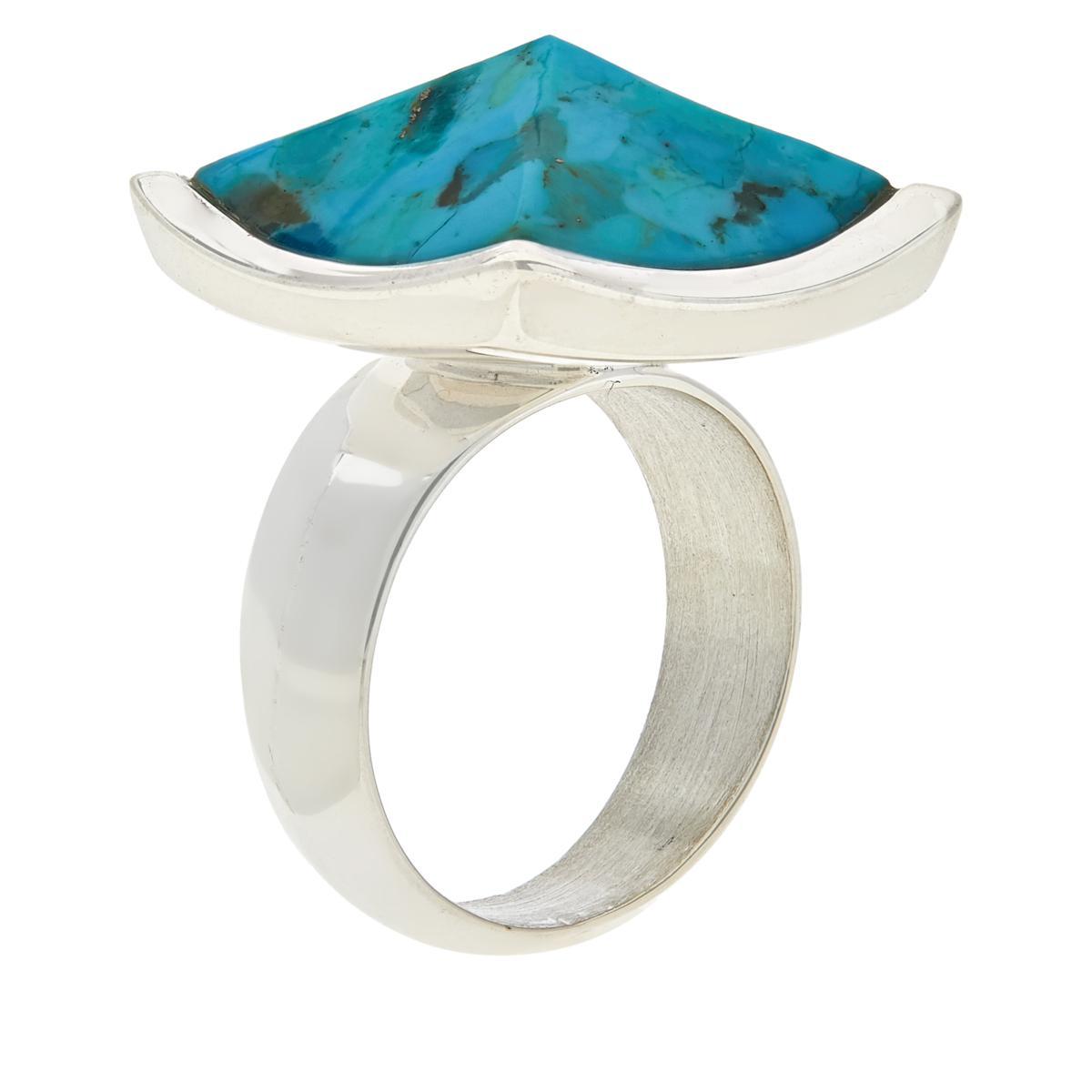 Jay King Sterling Silver Size 6 Blue,Green Turquoise Cocktail Ring