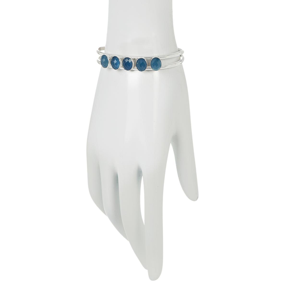Jay King Sterling Silver 6-3/4" Blue Aquamarine Cuff Bracelet