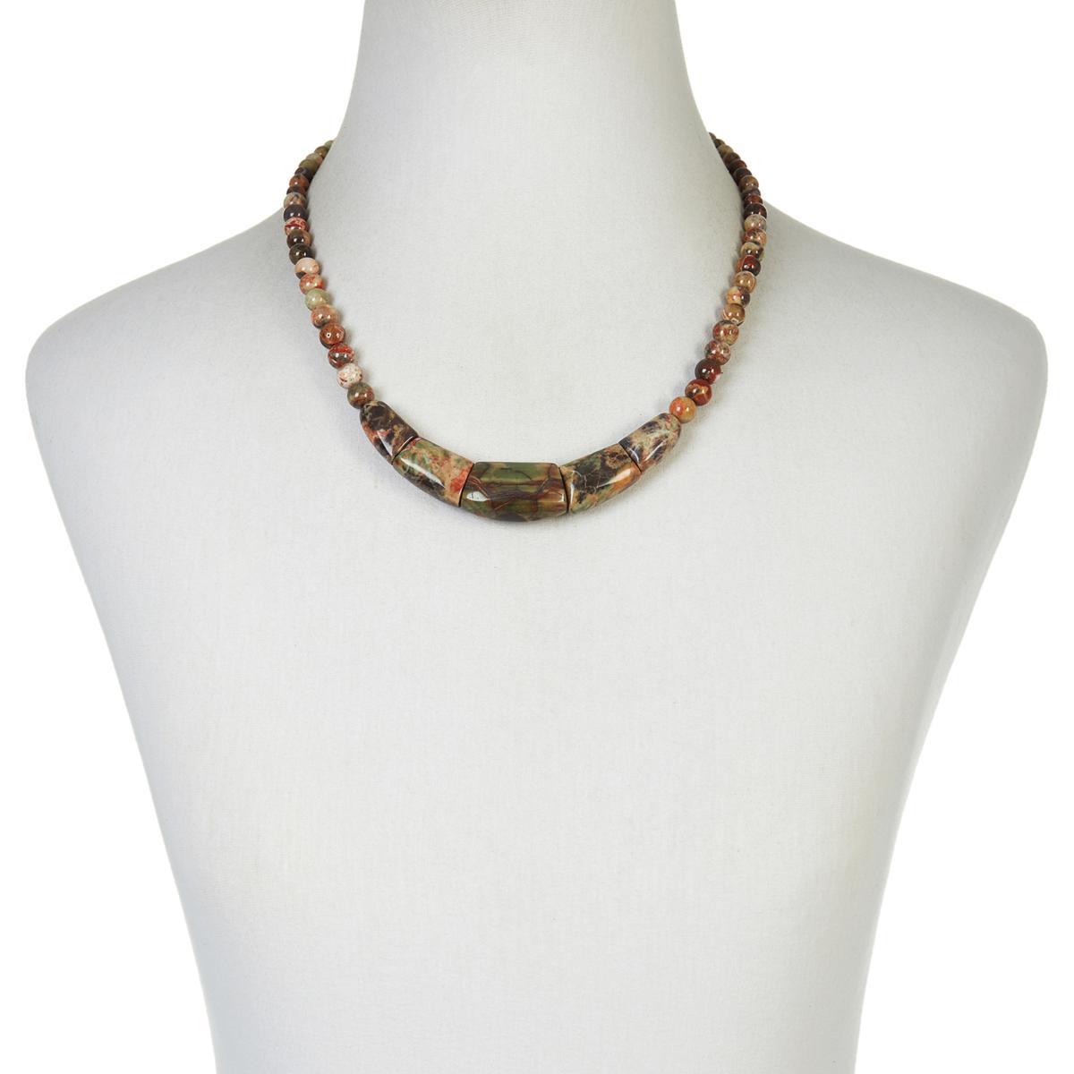 Jay King 18" Multicolor Cinnabar Stone Station Necklace