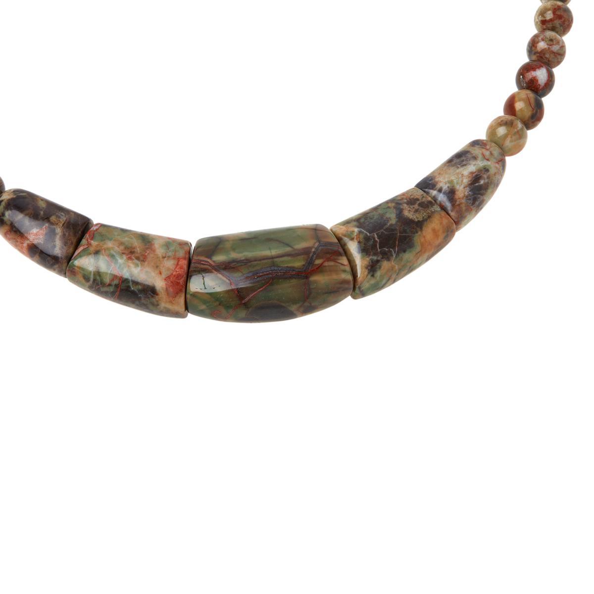 Jay King 18" Multicolor Cinnabar Stone Station Necklace