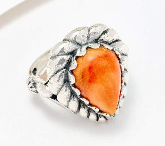 American West Size 7 Orange Spiny Shell Cocktail Ring