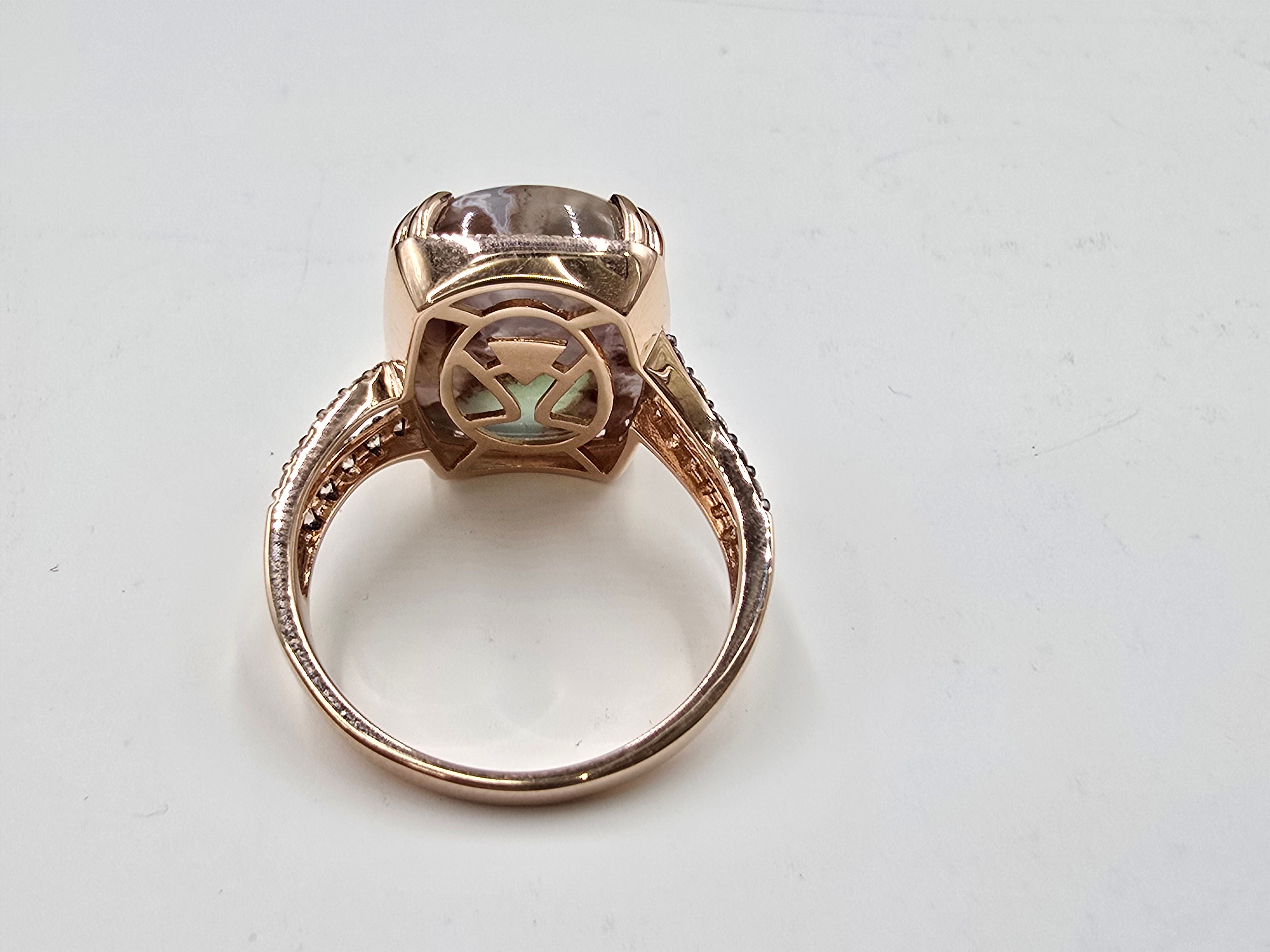 Gem Discoverer 14k Rose Gold Cushion Cut Aquaprase & Diamond Ring, Size 10