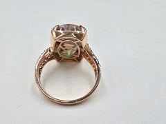 Gem Discoverer 14k Rose Gold Cushion Cut Aquaprase & Diamond Ring, Size 10