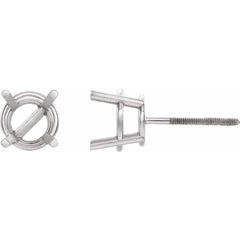10K White 2.5 mm Round 4-Prong Earring Mounting